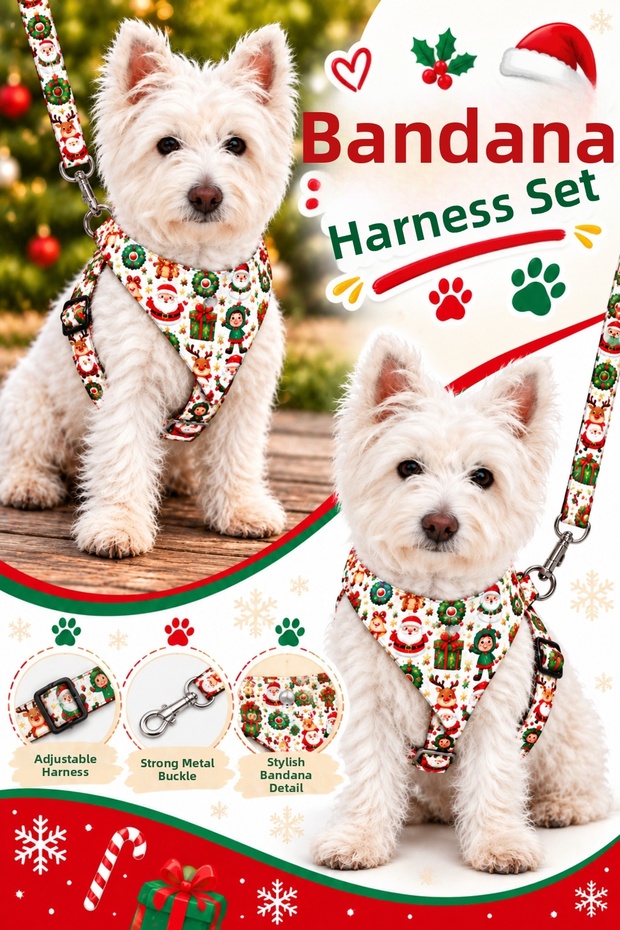 Christmas Series, Adjustable Scarf, Chest Strap and Travel Strap 3-Piece Set