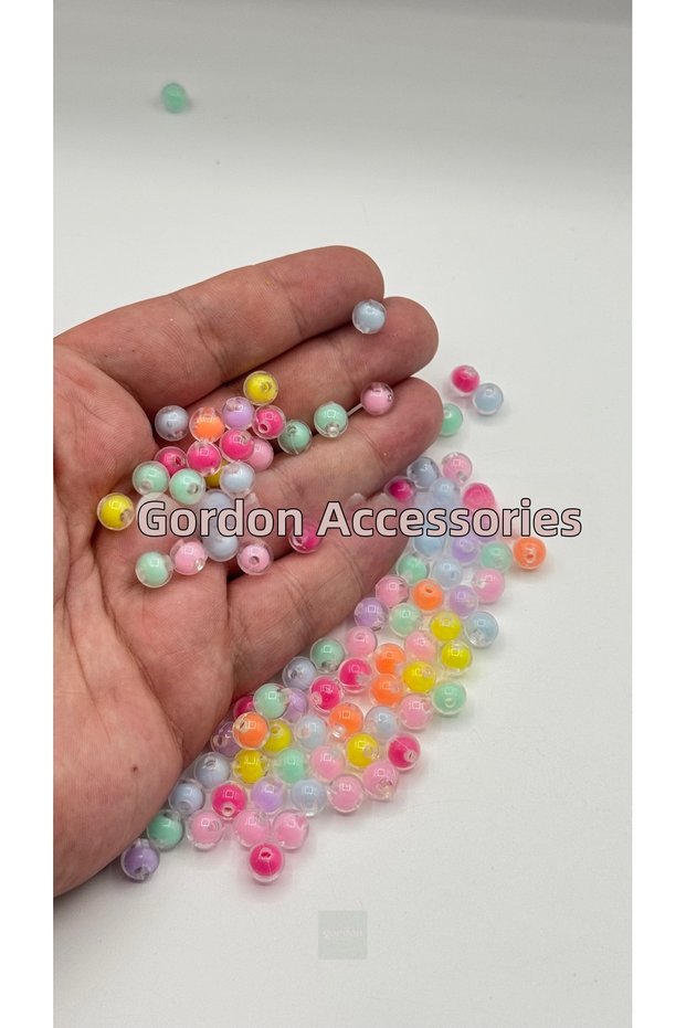 8mm Plastic Beads Mixed Color 75Gram Soft Colorful