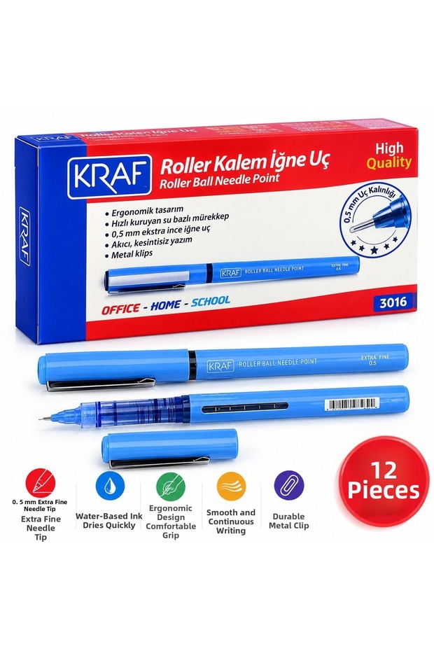Needle Tip Roller Pen 0.5 mm (12 Pcs)