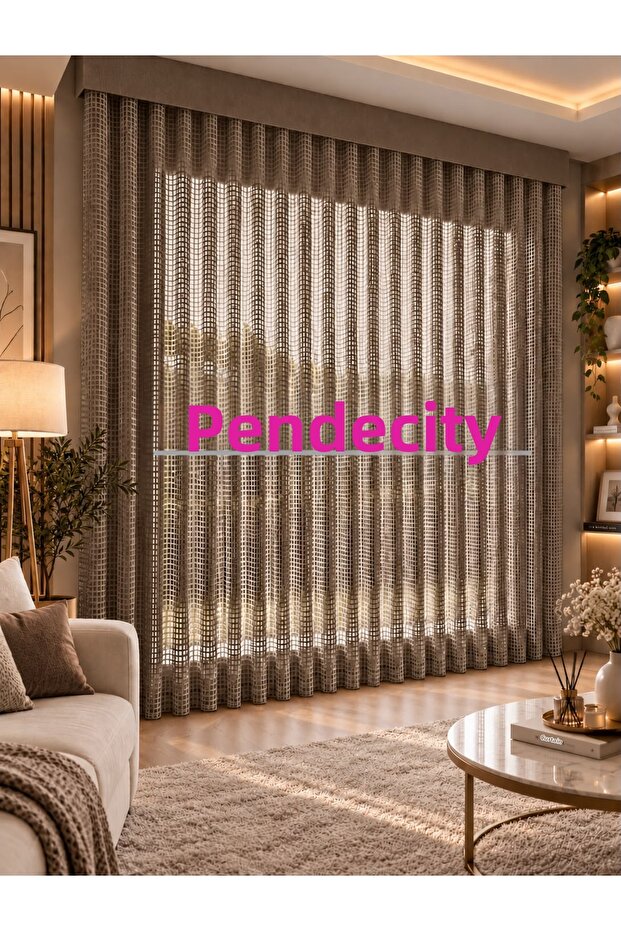 Luxury Mesh Tulle Dark Mink Curtain, Modern and Aesthetically Pleasing, Straight Cut (Extra Foam), Suitable for Any Room.