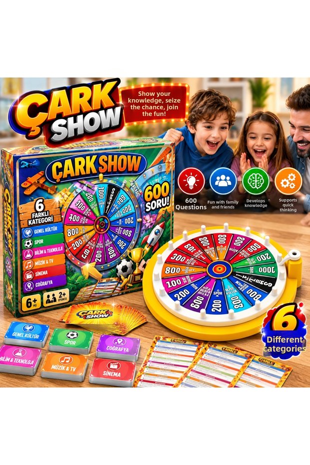 Wheel Show Quiz Game 600 Questions 6 Categories Fun Family Game Ages 6+