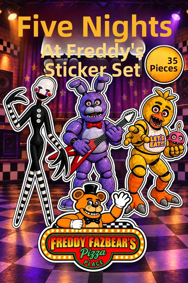 Five Nights at Freddy's Sticker Set 35 Pieces | Fnaf Themed Sticker Pack