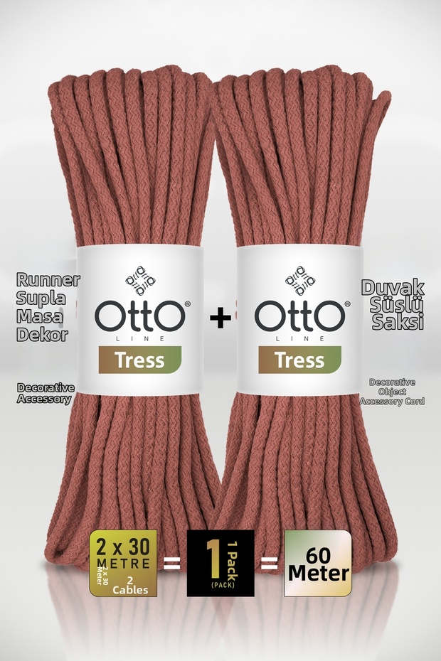 Tress • Tile (5043) • 2-Pack × 30 m / 500 Gr • 6 mm • Cotton Cord Rope • Supla, Runner, Wall Decoration