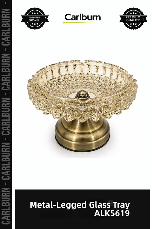 Special Edition Stylish Desktop Decorative Home Accessory Office Metal-Legged Glass Ashtray