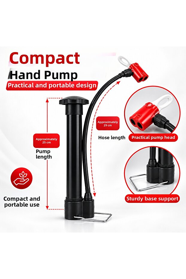 Mini Hand Pump - Portable Bicycle, Scooter, and Ball Inflator Pump