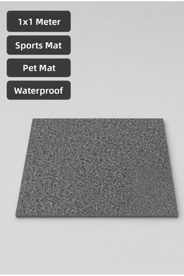 1X1 Meter Sports Mat, Pet Mat and Luggage Cover, 2 mm Waterproof Gray Granite