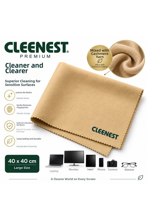 230 Gr/M2 40 X 40 cm High-Quality Cashmere Yarn Cleaning Cloth, Microfiber Material, Screens, Tablets, Car Interior Screens, Computer and Tv Screens