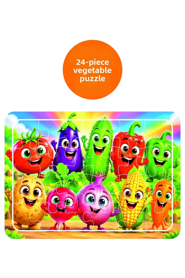 Cute Vegetables 24 Piece Wooden Puzzle