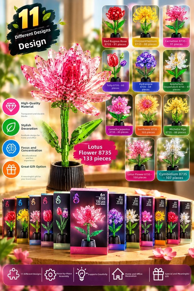 Creative Flower Making Kit Plant Series Decorative Flower Puzzle Making Toy Mixed Model