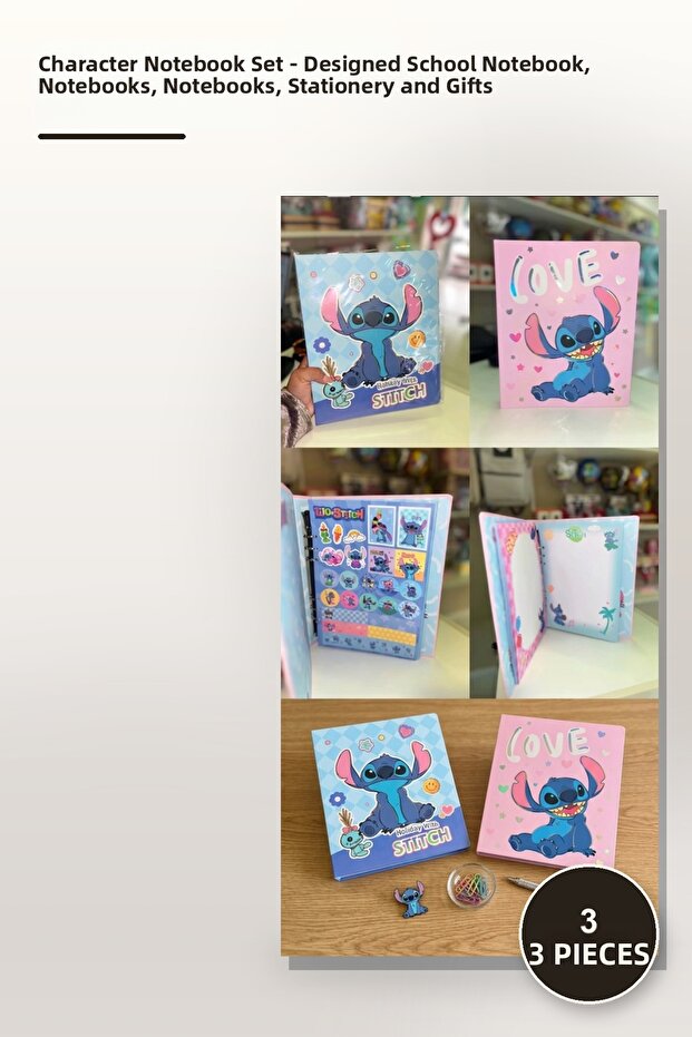 3-Piece Character Notebook Set – Designed School Notebook, Notepad, Notebook, Stationery, and for Gifts