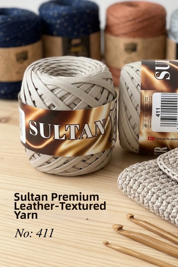 1 Piece Sultan Leather Leather-Look Metallic Combed Cotton Thread 120 Gram Bag Supla Accessory Knitting Thread Thread Thickness 2 Mm-Color: 411