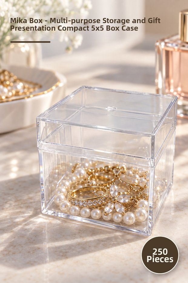 250 Pieces Mica Box – Compact 5X5 Box Case for Multi-Purpose Storage and Gift Presentation