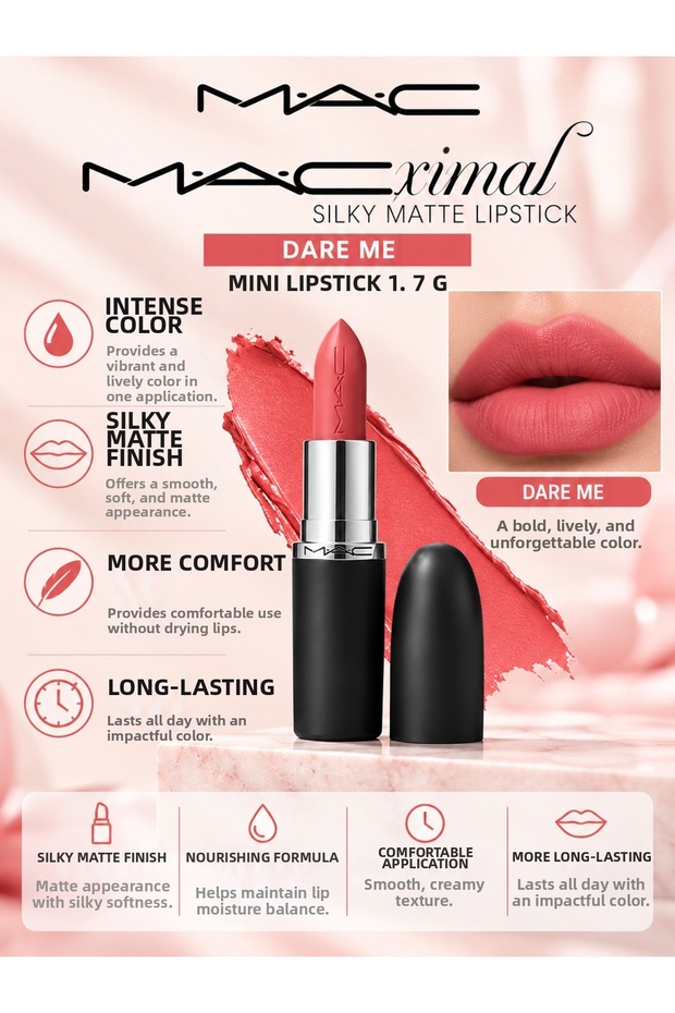 Macximal Silky Matte Lipstick Dare Me 3.5 g – Silky Matte Texture and Intense Color Lipstick