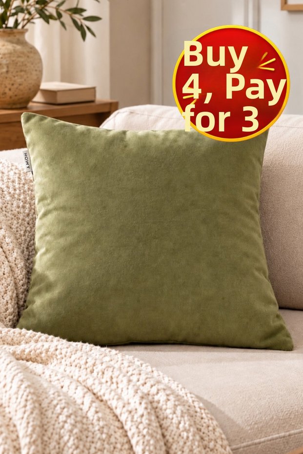 Luxurious Velvet Textured Solid Color Cushion Cover 42X42 cm | 1 Soft Textured Decorative Pillowcase