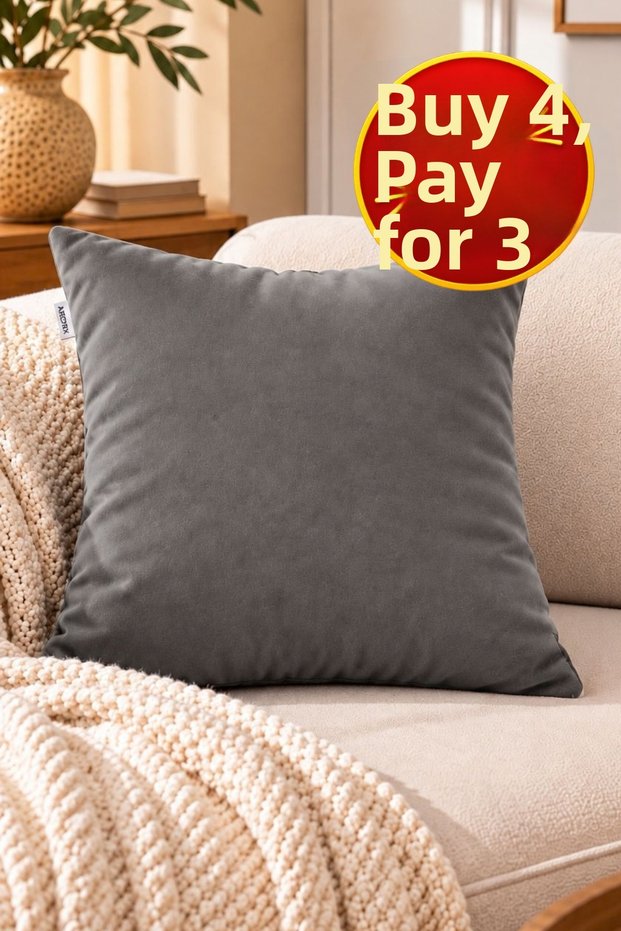 Luxurious Velvet Textured Solid Color Cushion Cover 42X42 cm | 1 Soft Textured Decorative Pillowcase