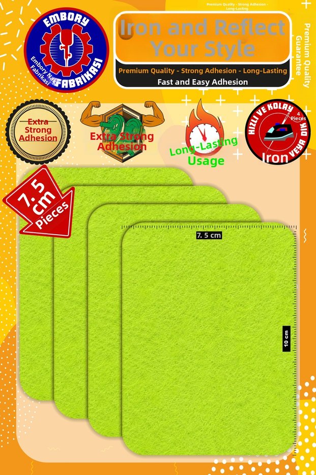 Iron-On Embroidered Patch, Light Green Rectangular Patch (4 Pcs) Iron-On Embroidery Woven Applique Patch