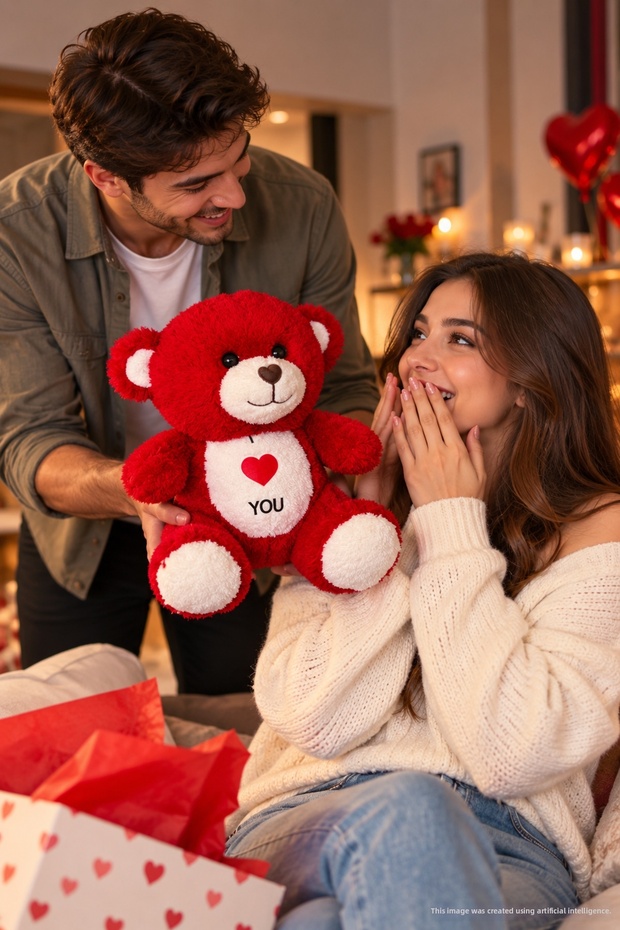 40 cm Huggy I Love You Themed Plush Bear – Gift for Lover, Gift for Mom, Birthday and Special Occasion Gift