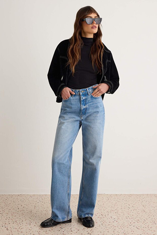 Blue Super High Waist Straight Jeans Twoaw27Je00309