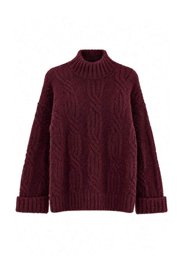 Mürdüm Studio High Neck Oversize Soft Textured Knitwear Sweater Twoaw27Kz00279