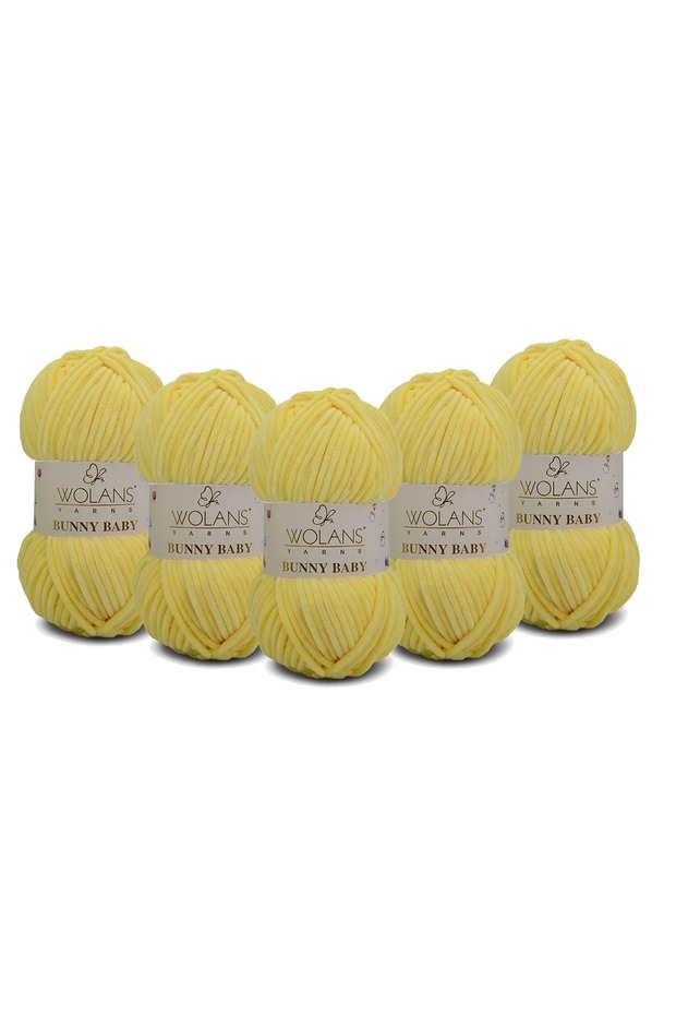 Bunny Baby Velvet Knitting Yarn 444 Lemon - Pack of 5