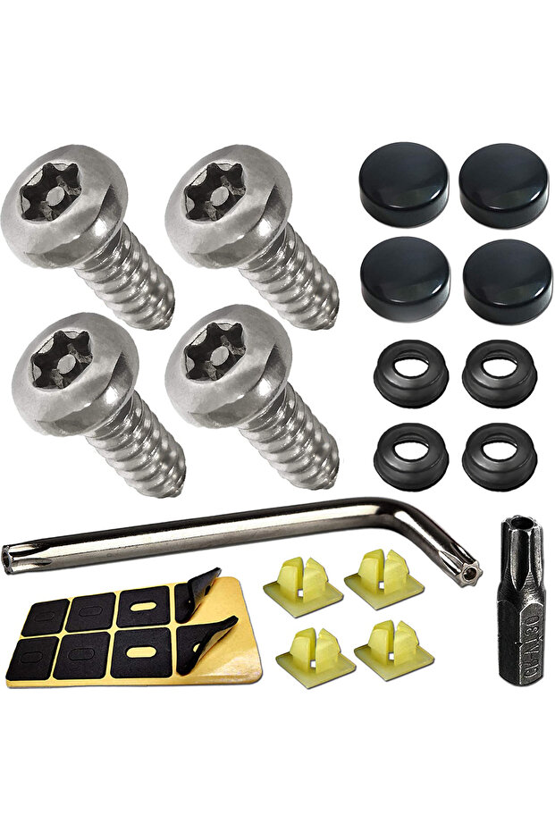black 4 Set Black Anti Theft License Plate Screws Kits, Rustproof Stainless Steel Car Tag Plate Moun