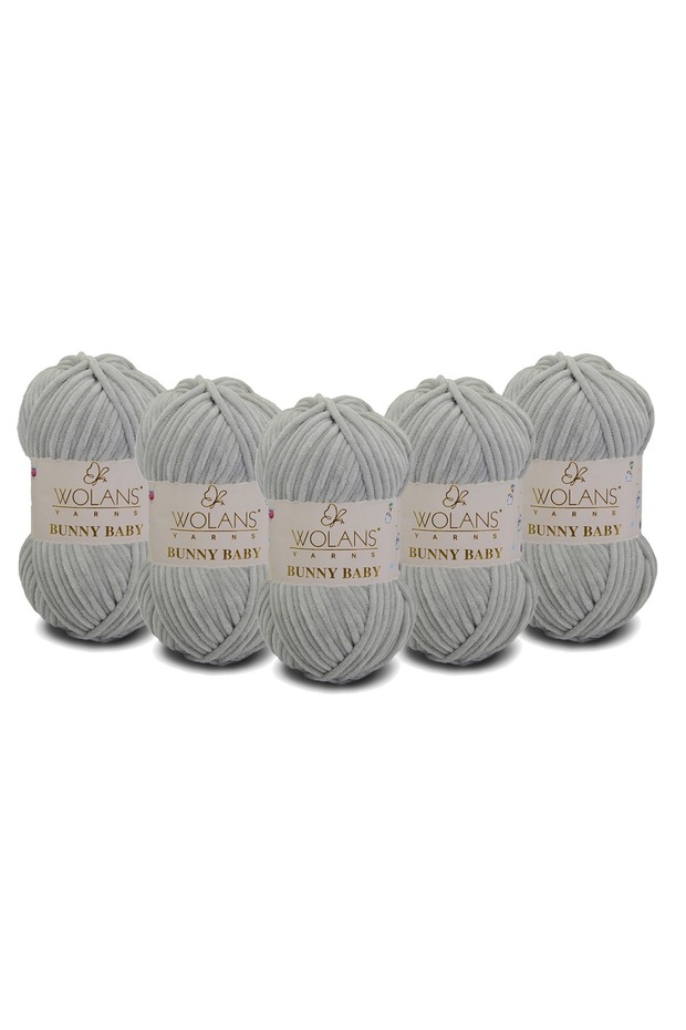 Bunny Baby Velvet Knitting Yarn 433 Light Gray - Pack of 5