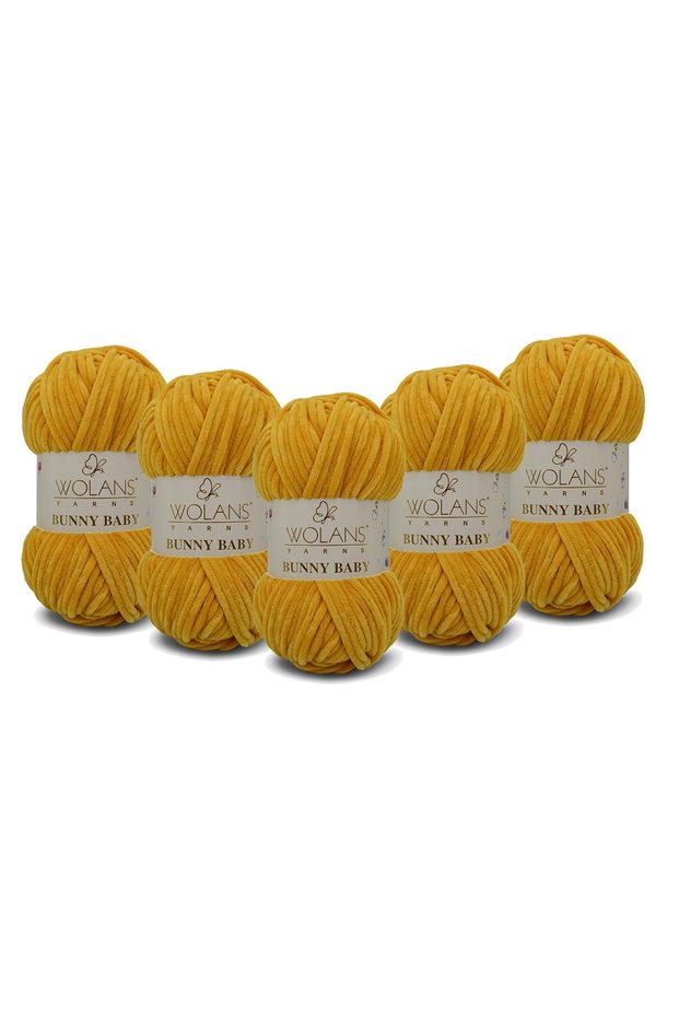Bunny Baby Velvet Knitting Yarn 437 Mustard - Pack of 5