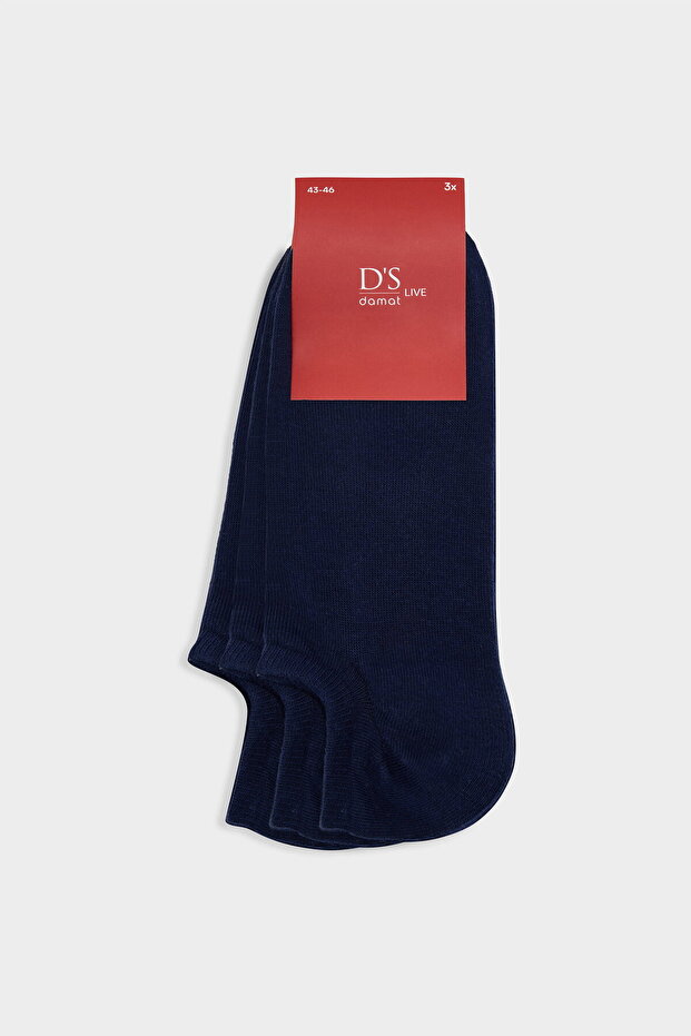 Ds Damat Navy Blue 3-Piece Cotton Sports Sneaker Socks Set