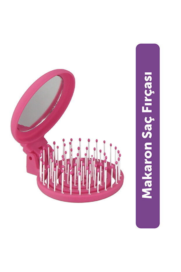 Beauty Makaron Hair Brush - 3D Flexible, Mirrored, Bag Size - Compact Detangler