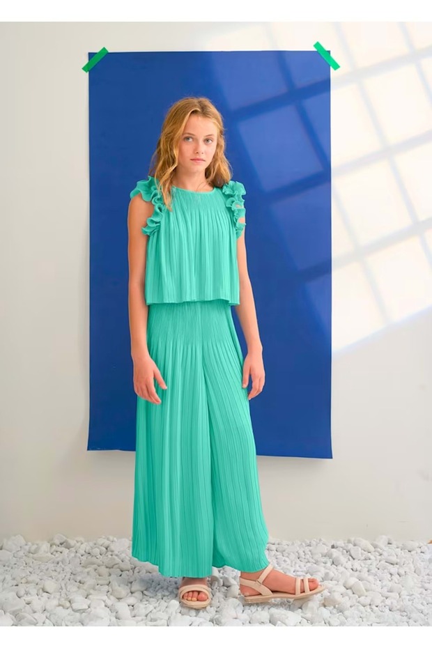 Girl's Top and Bottom Pants Set Green