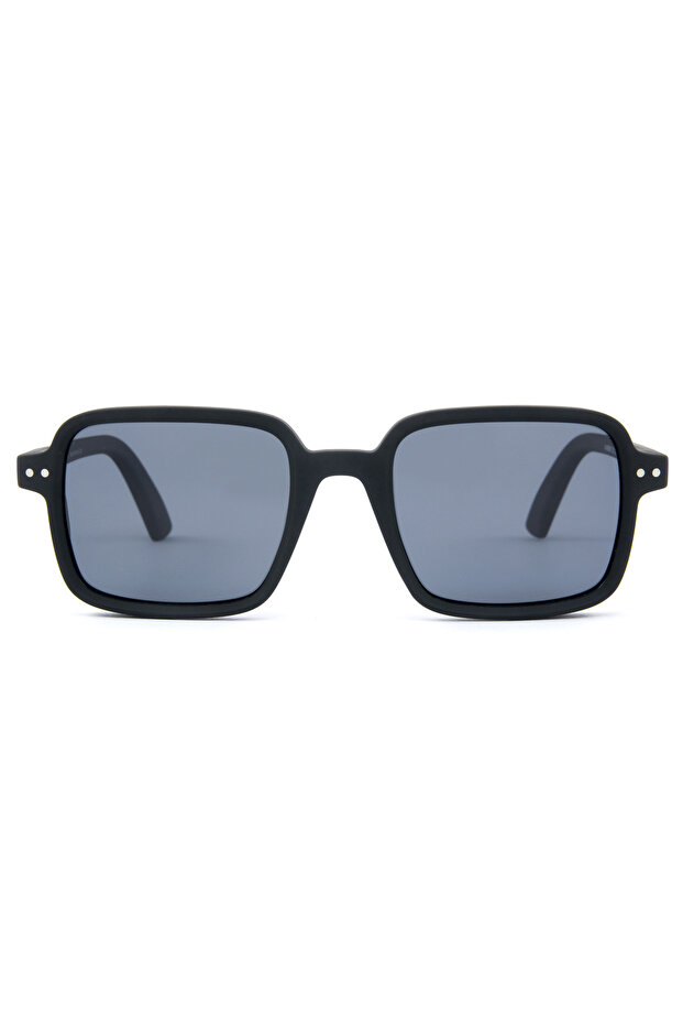 The Squared Matte Black Polarized Unisex Sunglasses