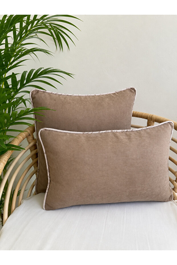 Pearl Piping Milk Brown Throw Pillow Cover 1 Piece