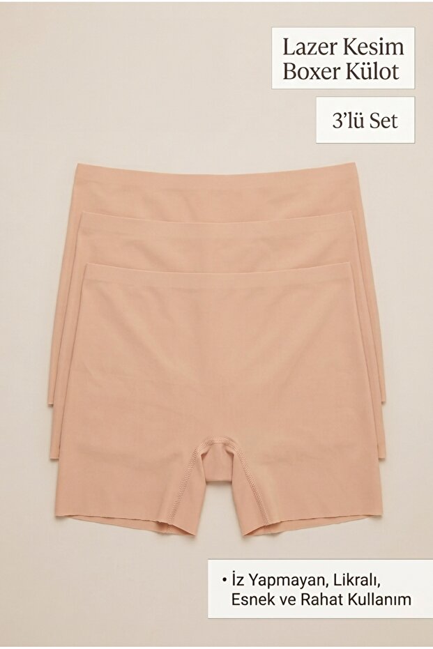 Women's 3-Piece Laser Cut Seamless Non-Marking Lycra High Waist Panties Set
