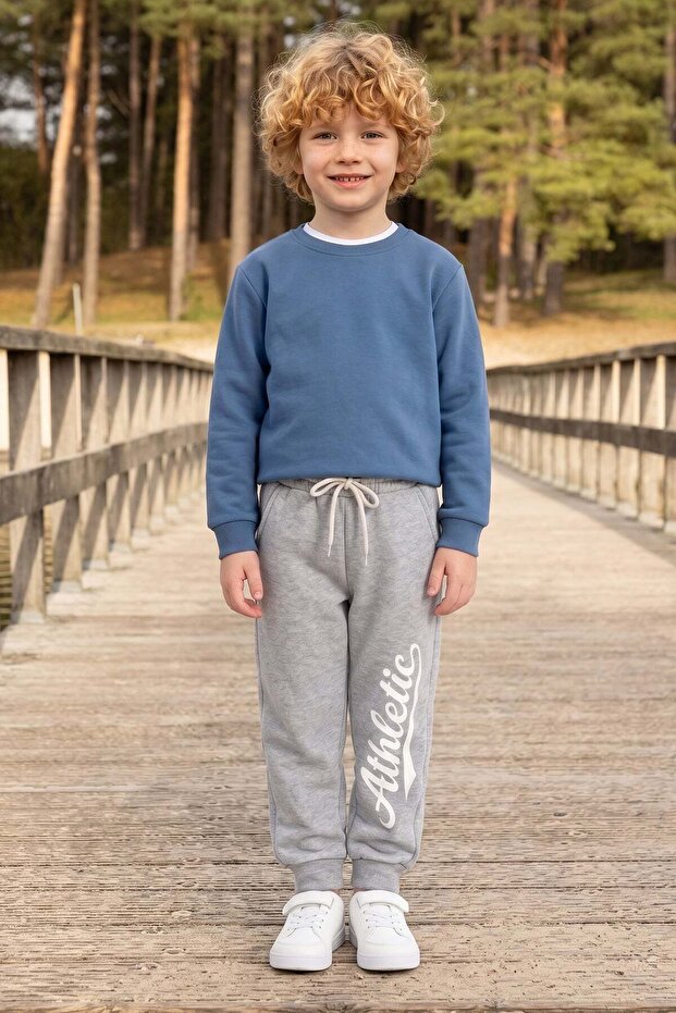 3 Thread Athletic Letter Printed Boys' Sweatpants