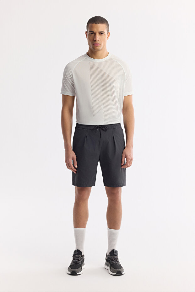Men's Anthracite Elastic Waist Ribbed Bi-Stretch Relaxed Fit Shorts A51Y3652
