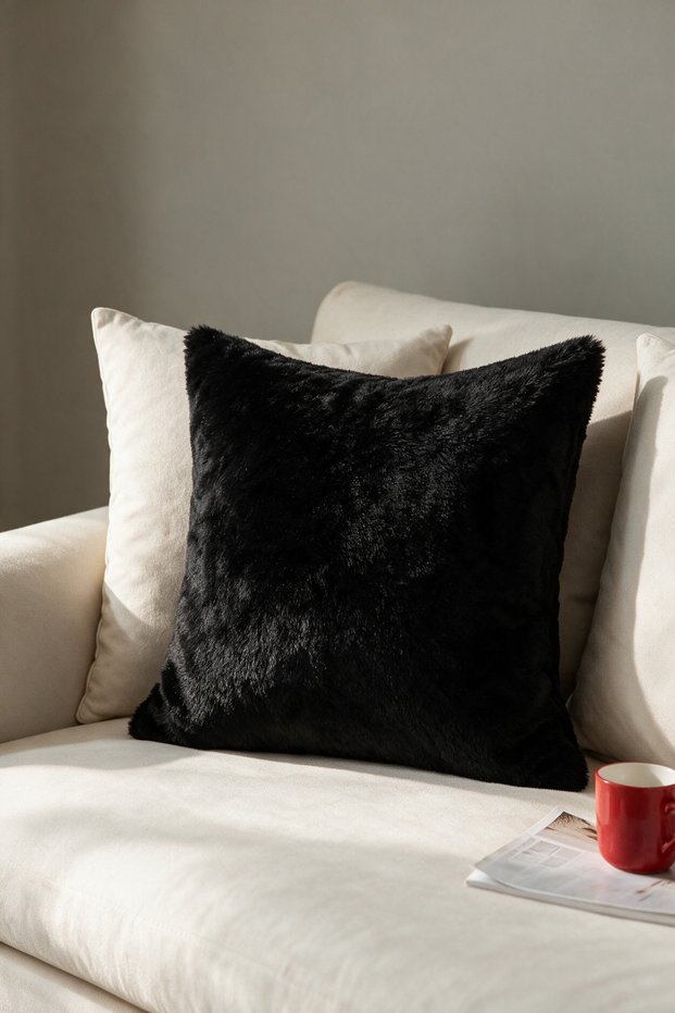 Plush Rabbit Pillow Case Black 45x45