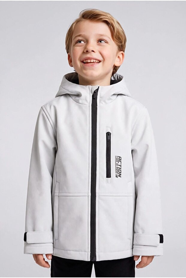 Windproof Hooded Zippered Beige Coat for Baby Boy H0061A526Au
