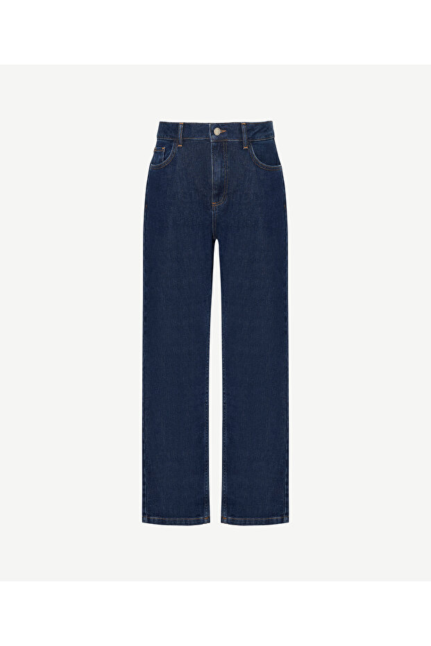 Denim Straight High Waist Trousers