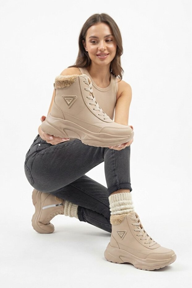 Abra Super Light Orthopedic Plush Lined Women's Sports Boots - Beige - Narrow Fit! 1 Size, Please Choose the Larger Size!