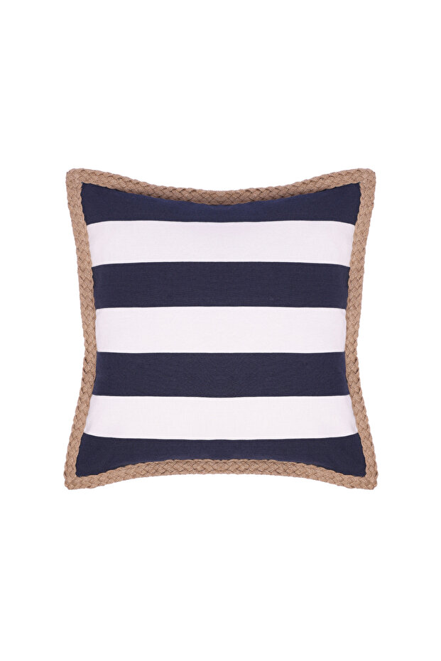 Jute Edged Cotton Linen Square Pillow (50X50 cm)
