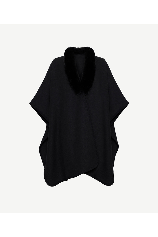Fur Collar Poncho
