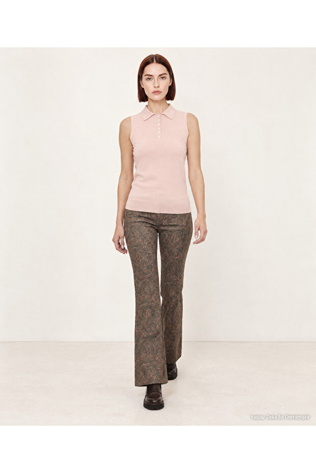 Regular Polo Neck Sleeveless Sweater
