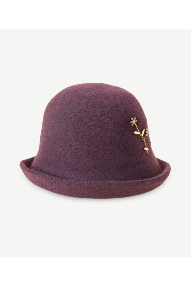 Beadwork Detailed Wool Hat