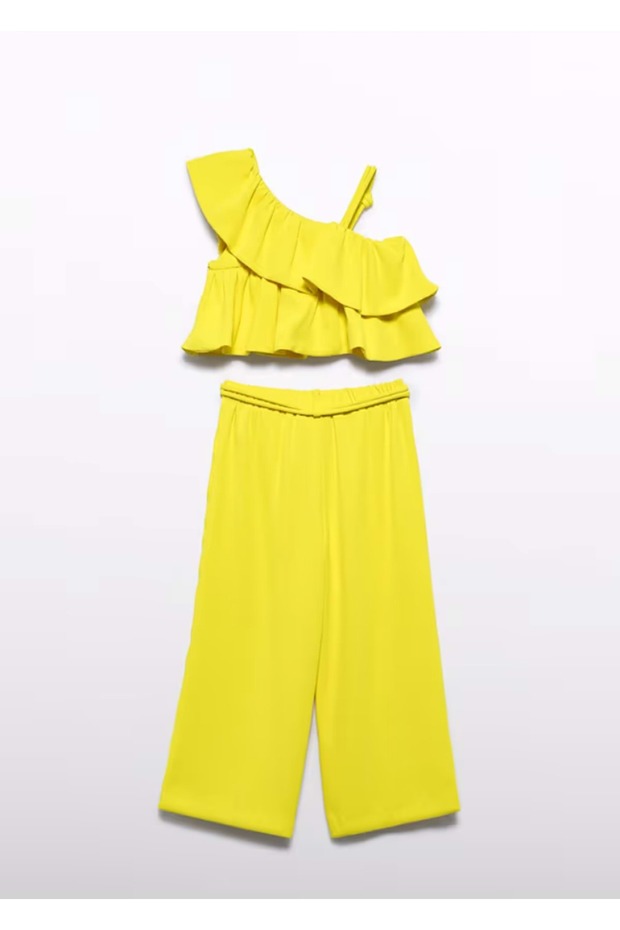 Girl's Top and Bottom Pants Set Yellow