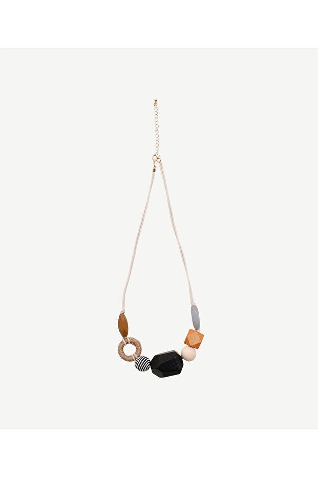 Wooden Bead Detailed Rope Necklace