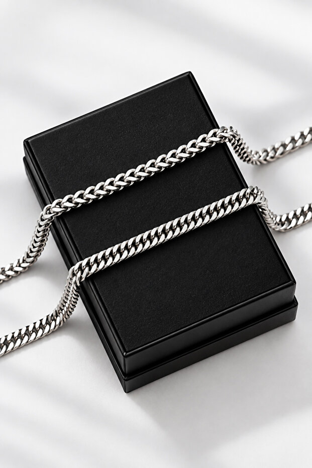 316L Steel Tarnish Free A+ Silver Men's Bracelet (2 Pcs)