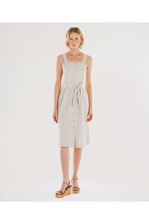 Long Dress with Belt Detail and Straps