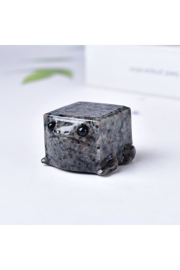 Flame Stone Natural Crystal Carved Square Frog, Adorable Crystal Carving Ornament, Perfect Choice fo