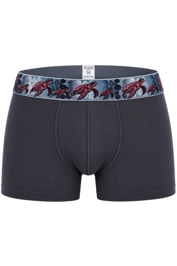Cotton Lycra Stretch Fabric Printed Colorful Turtle Pattern Men's Boxer