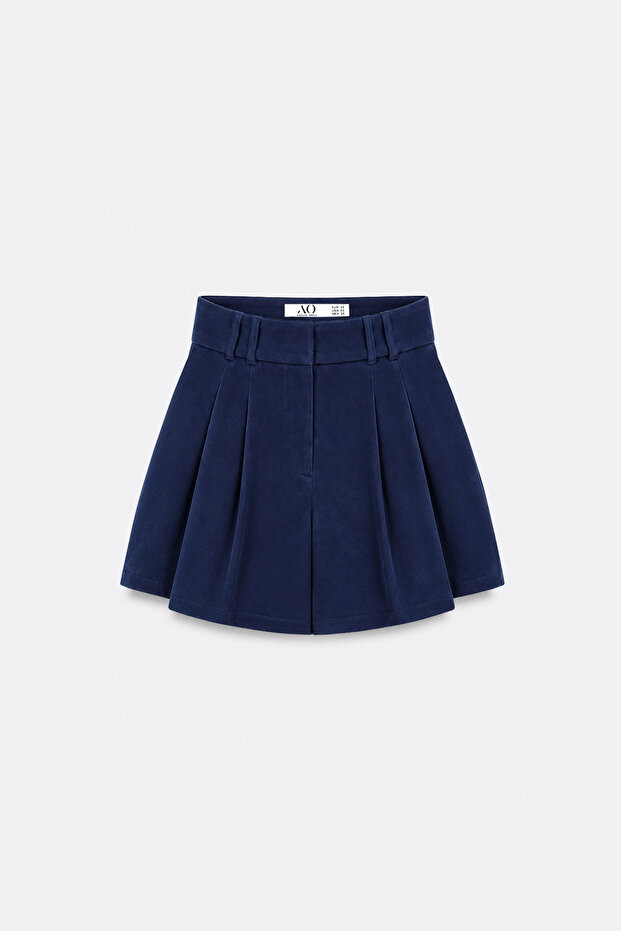 Premium Rovena Double Pleated Detailed Mini Woven Shorts